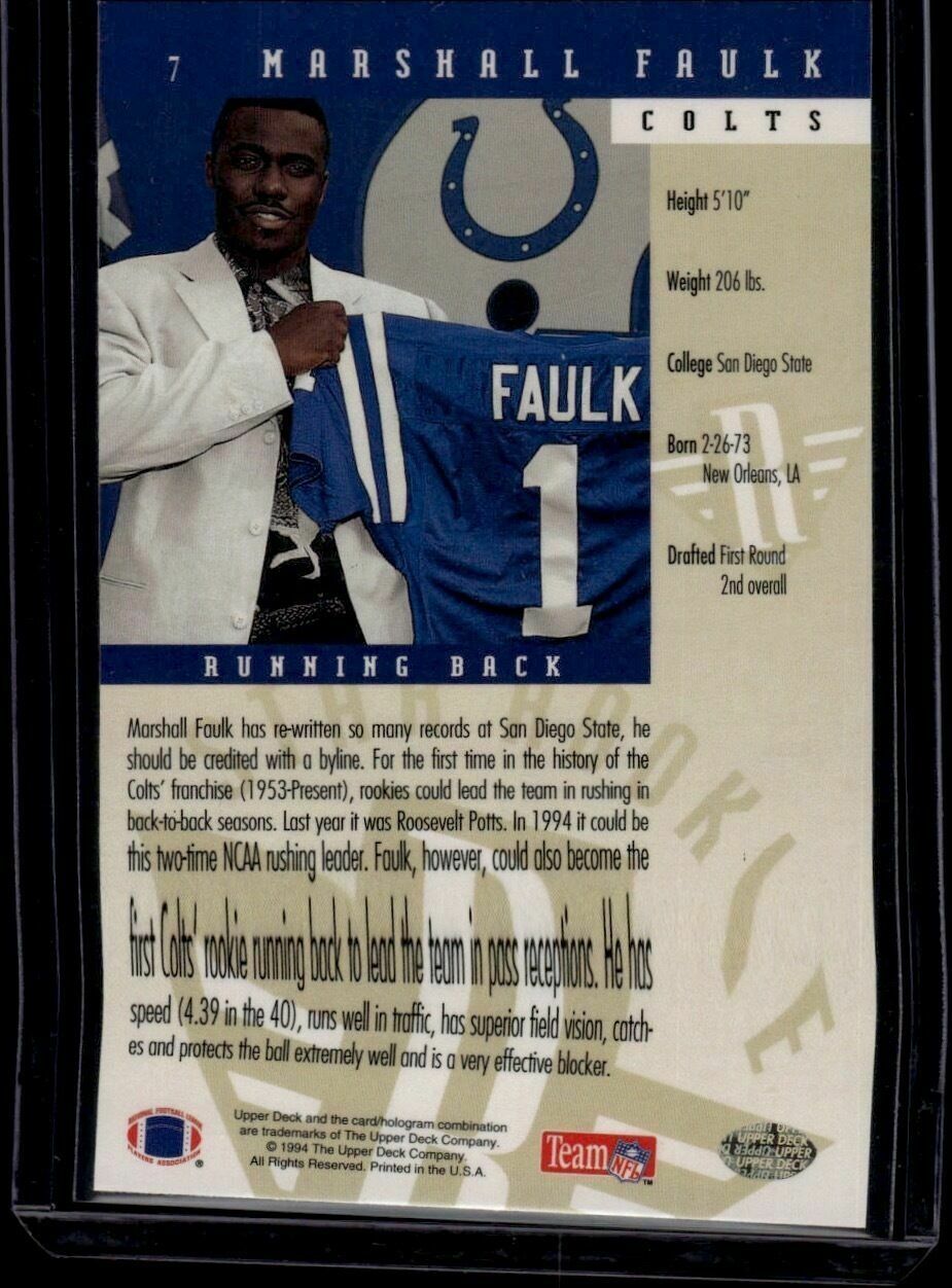 1994 Upper Deck Marshall Faulk Rookie Trading Card