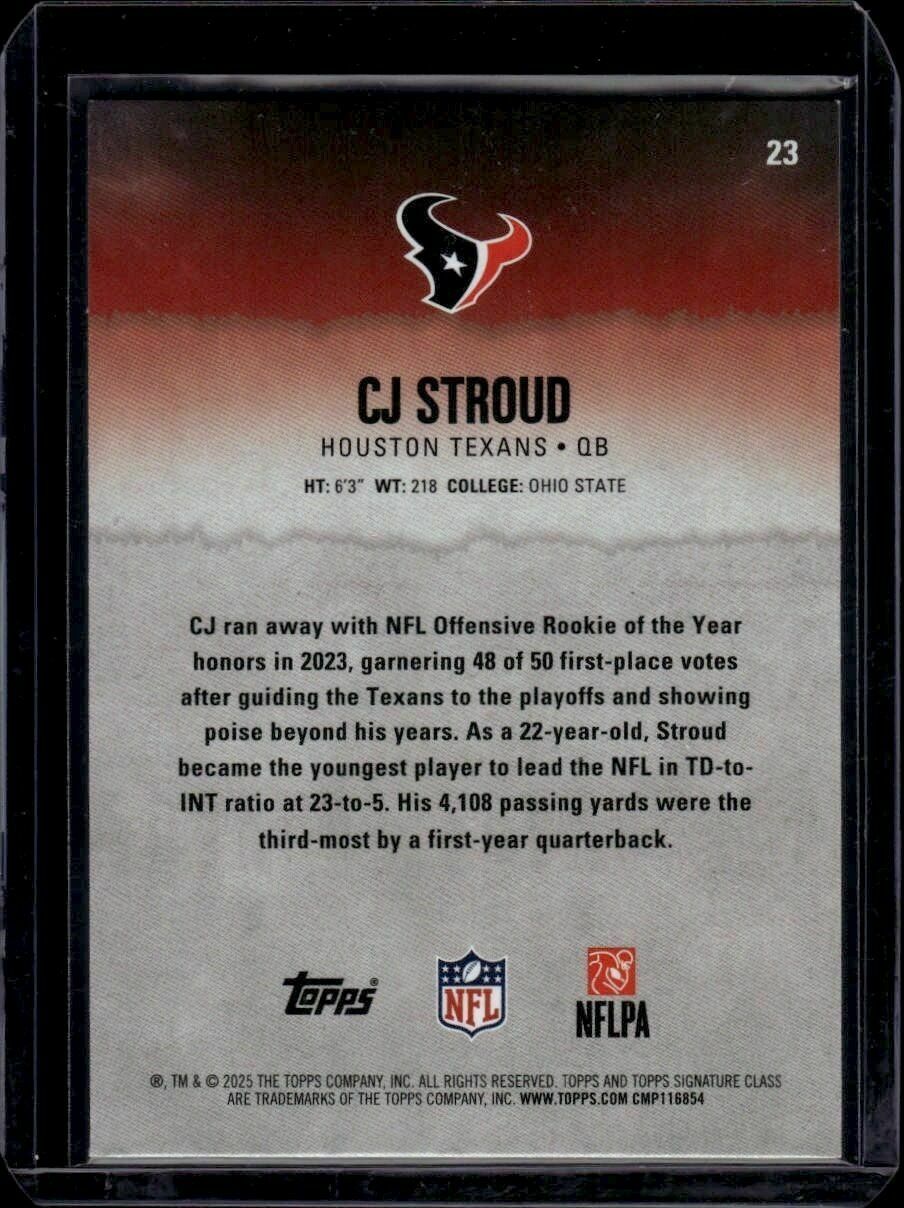 2025 Topps Signature Class CJ Stroud Veteran Class Trading Card