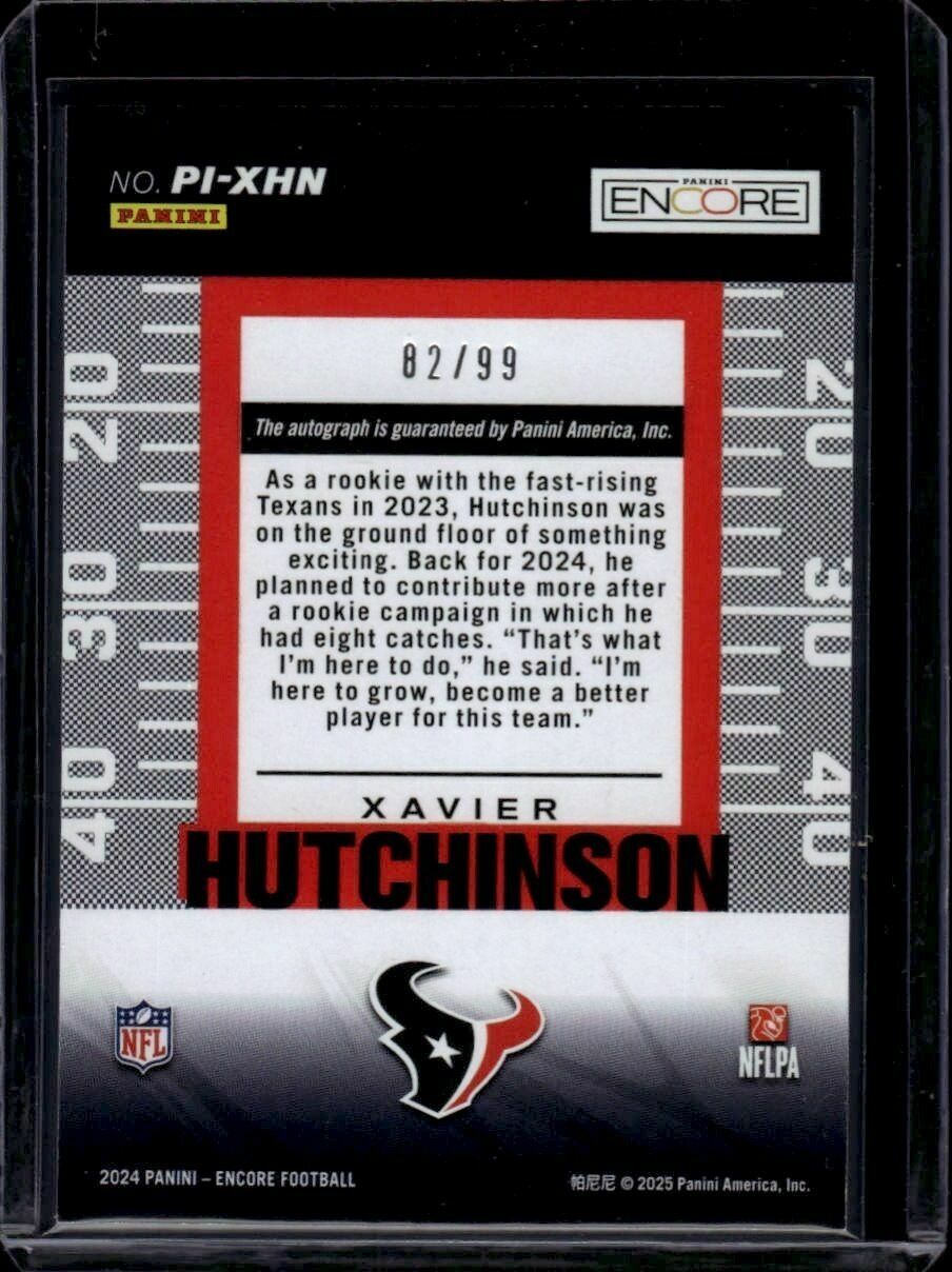 2024 Panini Pinnacle Encore Xavier Hutchinson Inscriptions Autograph /99 Trading Card
