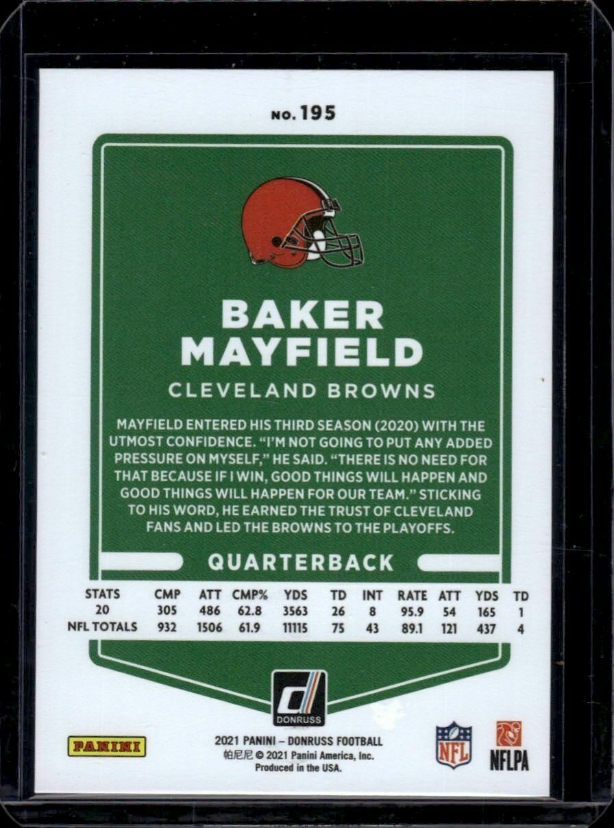 2021 Donruss Baker Mayfield Press Proof Gold Trading Card