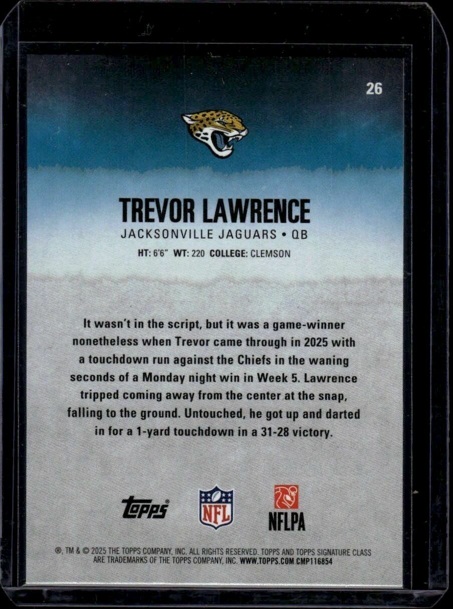 2025 Topps Signature Class Trevor Lawrence Veteran Class Trading Card