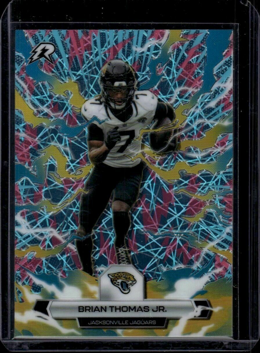 2025 Topps Resurgence Brian Thomas Jr. Sky Blue & Pink Shock Refractor Trading Card