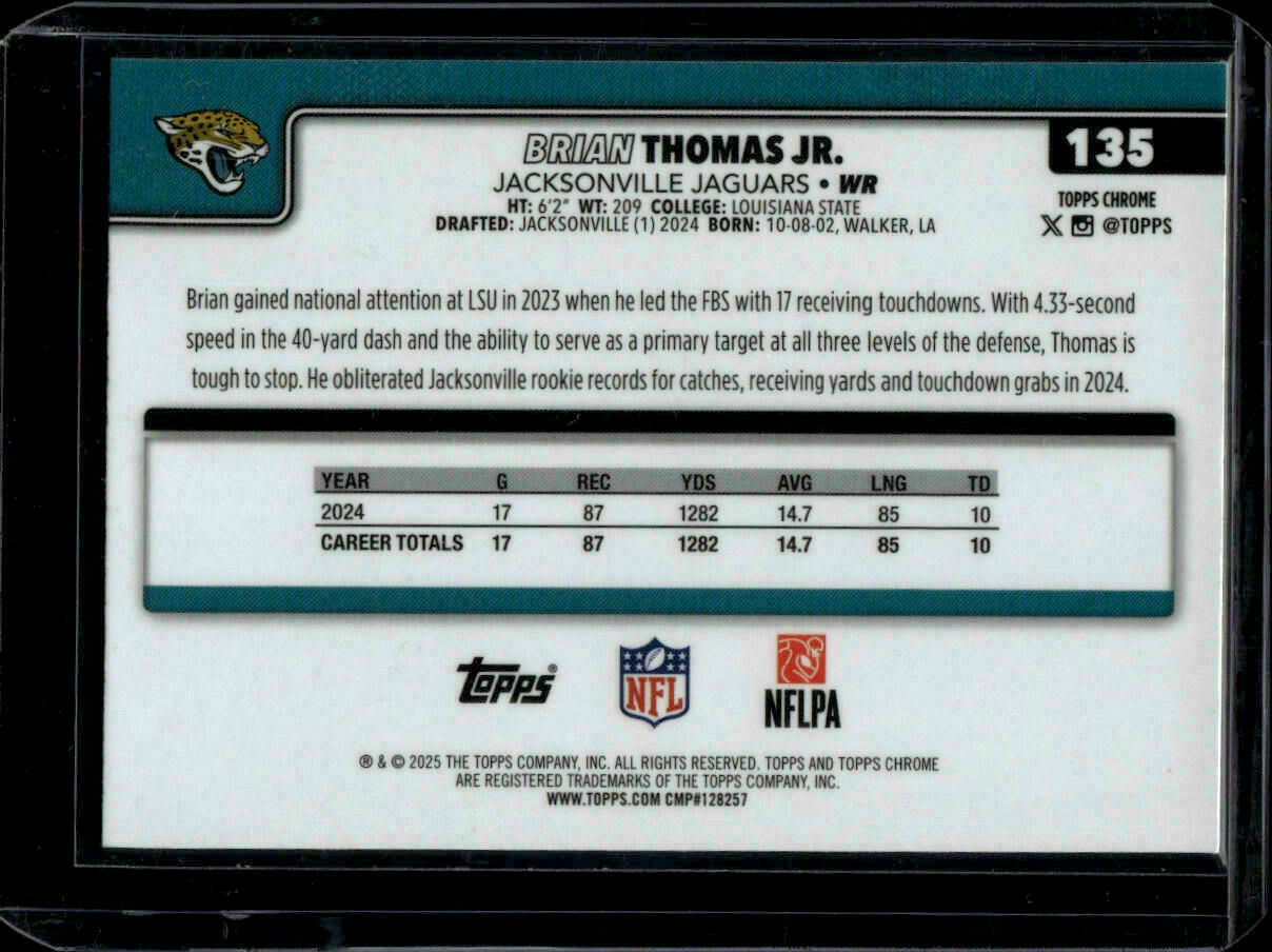 2025 Topps Chrome Brian Thomas Jr. Holo X-Fractor Trading Card