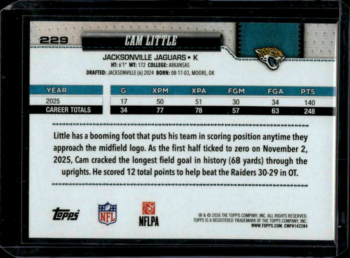 2026 Topps Flagship Cam Little Pigskin Foil Trading Card