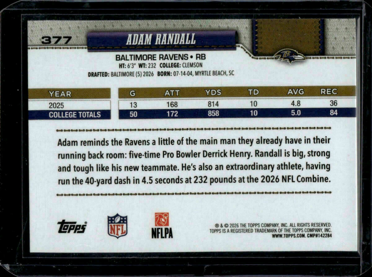 2026 Topps Flagship Adam Randall Rookie Trading Card