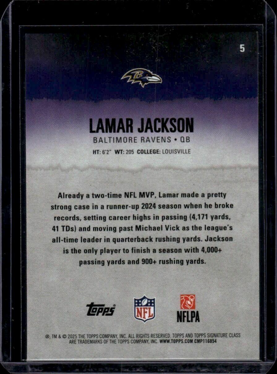 2025 Topps Signature Class Lamar Jackson Veteran Class Trading Card
