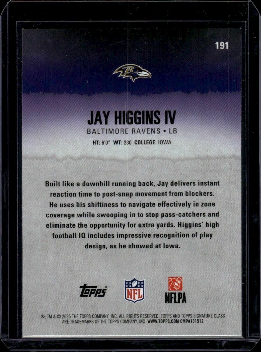 2025 Topps Signature Class Jay Higgins IV Rookie Trading Card
