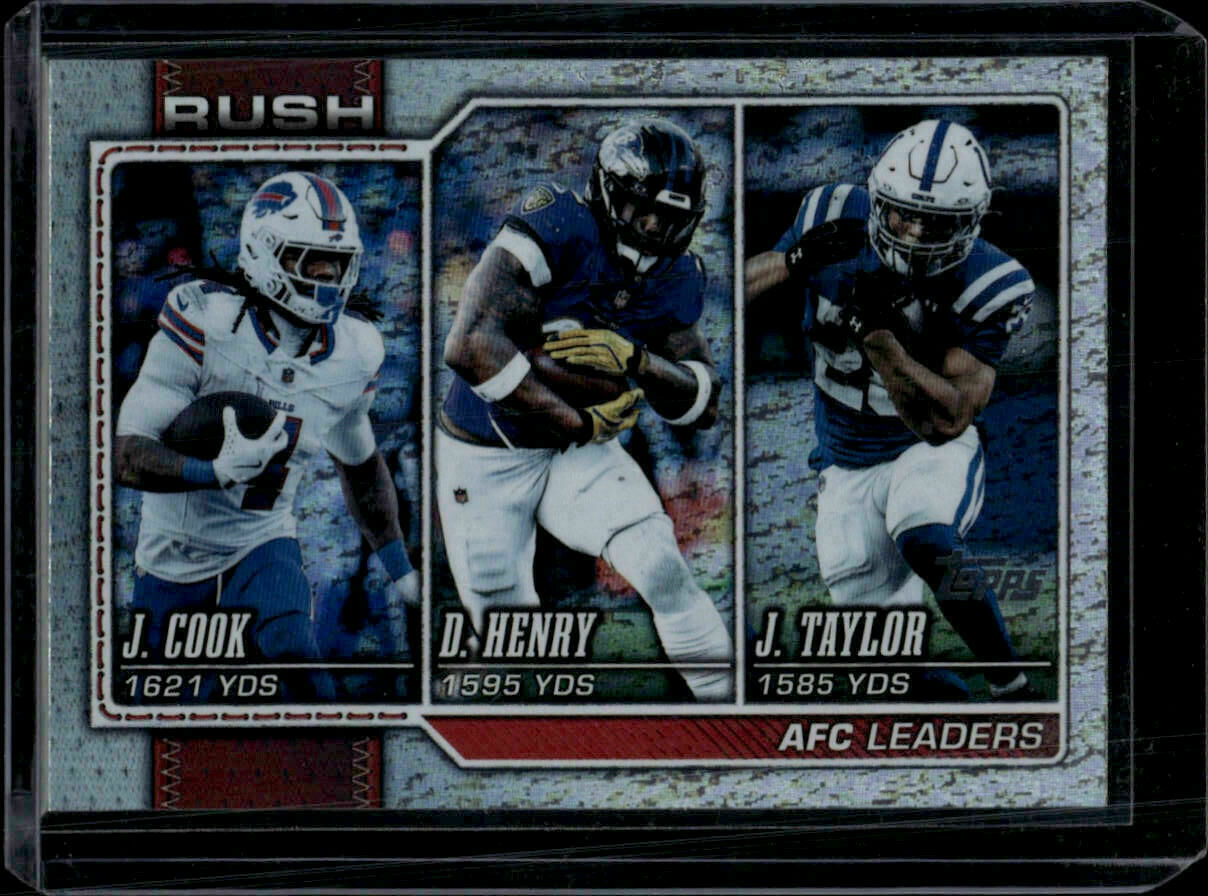 2026 Topps Flagship AFC Rushing Leaders (Derrick Henry / Jonathan Taylor / James Cook) Glitter Refractor Trading Card