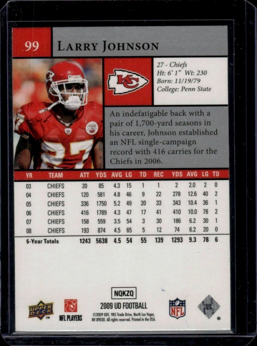 2009 UpperDeck Football Larry Johnson On-Card Autograph Trading Card