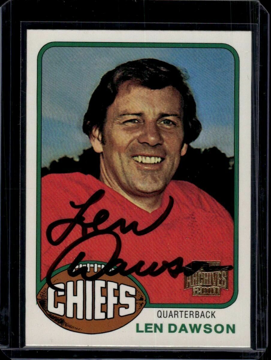 2001 Topps Archives Len Dawson 1976 Reprint On-Card Autograph Trading Card