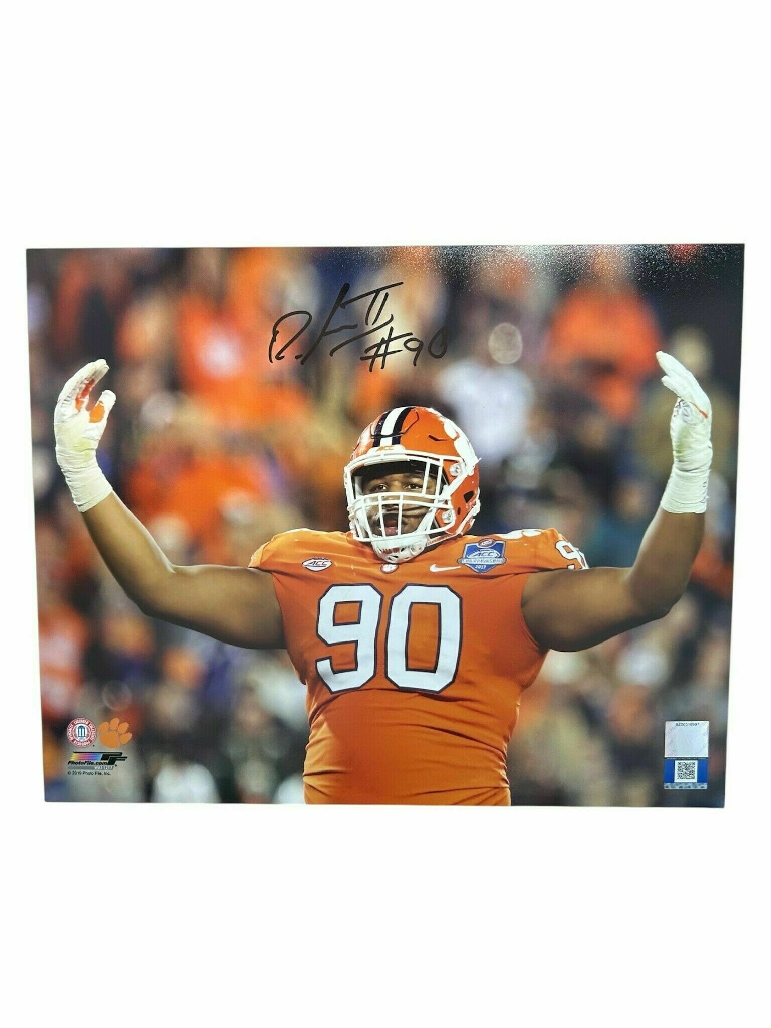 Dexter Lawrence Autographed University Of Clemson Crowd Pump 8x10 Photo - SC Authentic