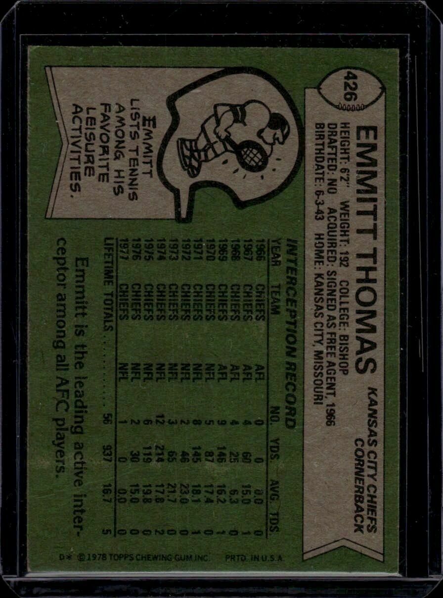1978 Topps Emmitt Thomas Trading Card