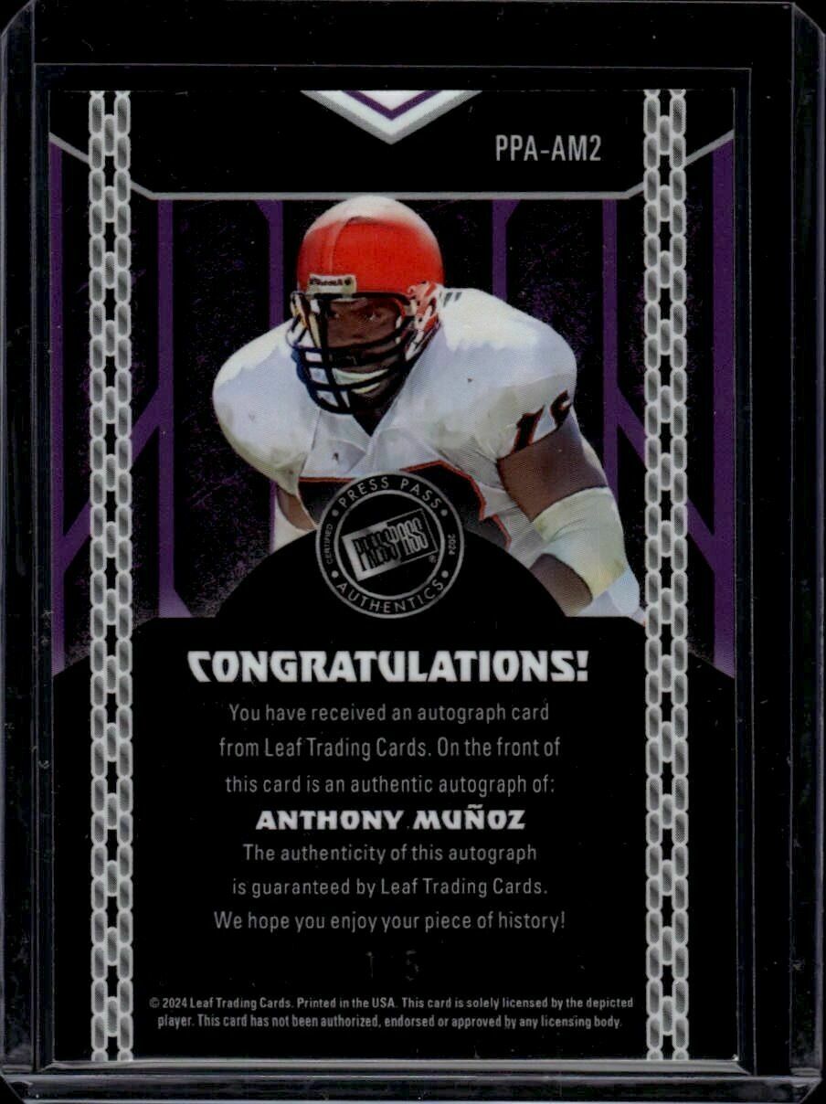 2024 Leaf Metal Anthony Munoz Red Shimmer Limited /5 Autograph Trading Card