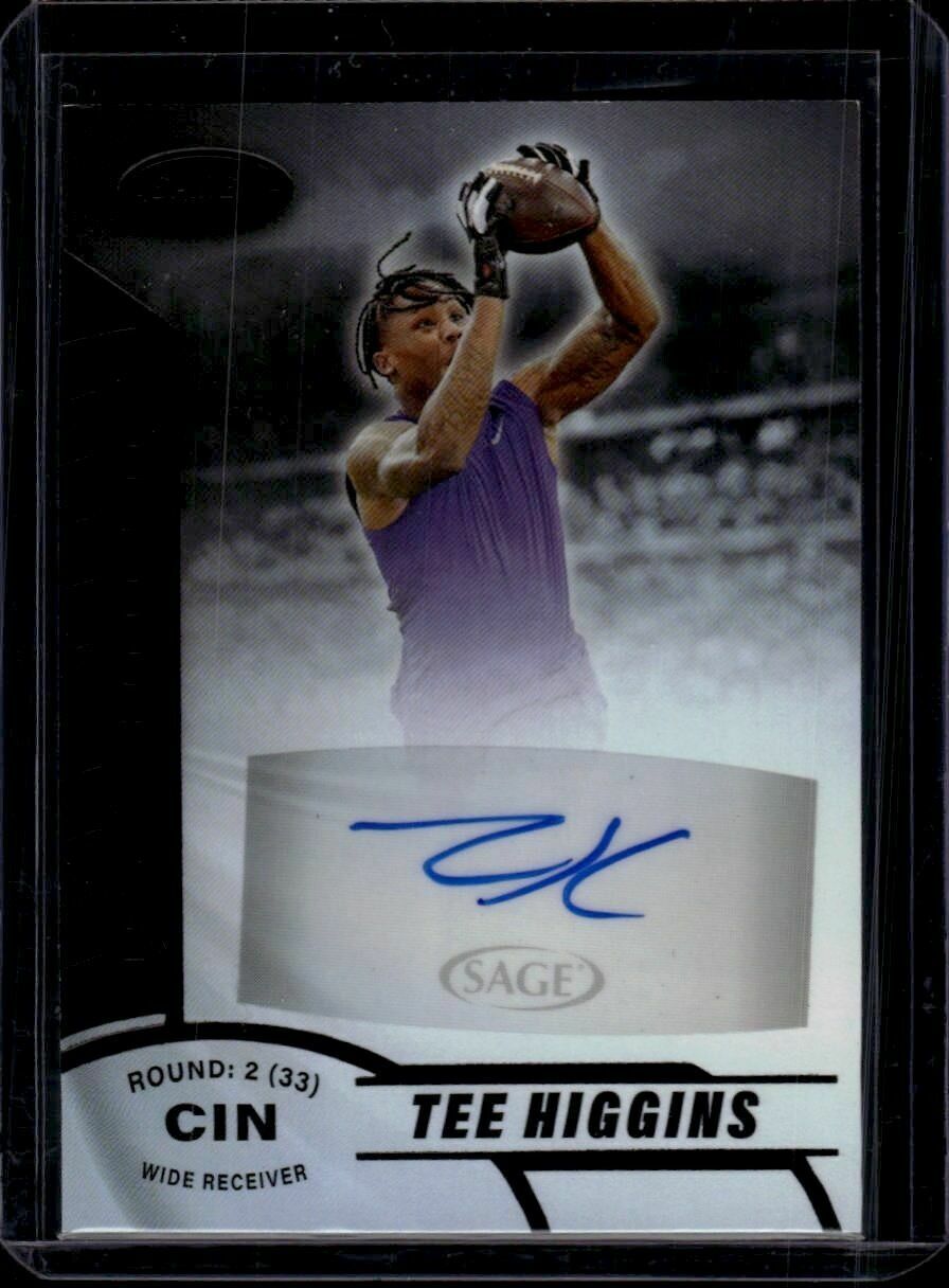 2019 Sage Aspire Tee Higgins Black Foil Autograph Rookie Trading Card