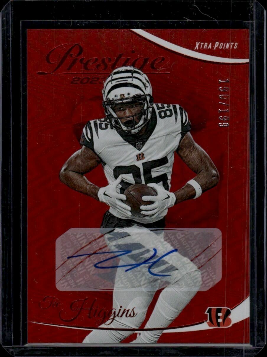 2023 Prestige Tee Higgins Xtra Points Red /199 Autograph Trading Card