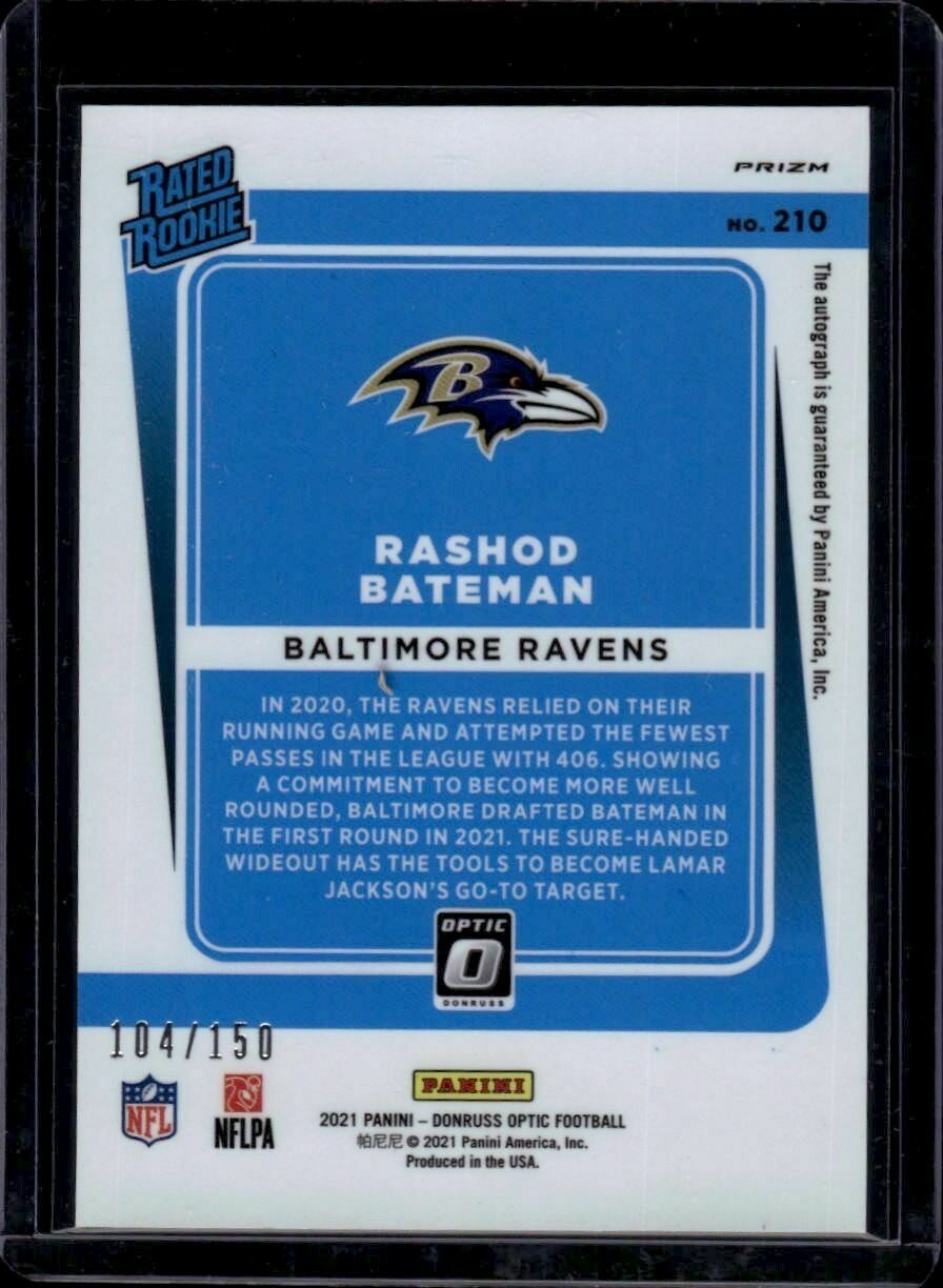 2021 Donruss Optic Rashod Bateman Rated Rookie On-Card Autograph Trading Card