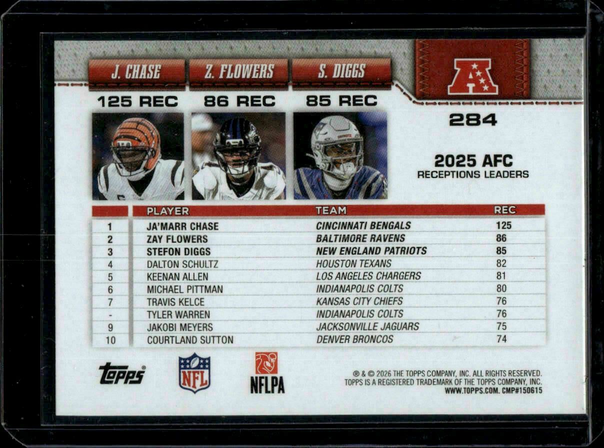 2026 Topps Flagship AFC Receiving Leaders Ja'Marr Chase Trading Card