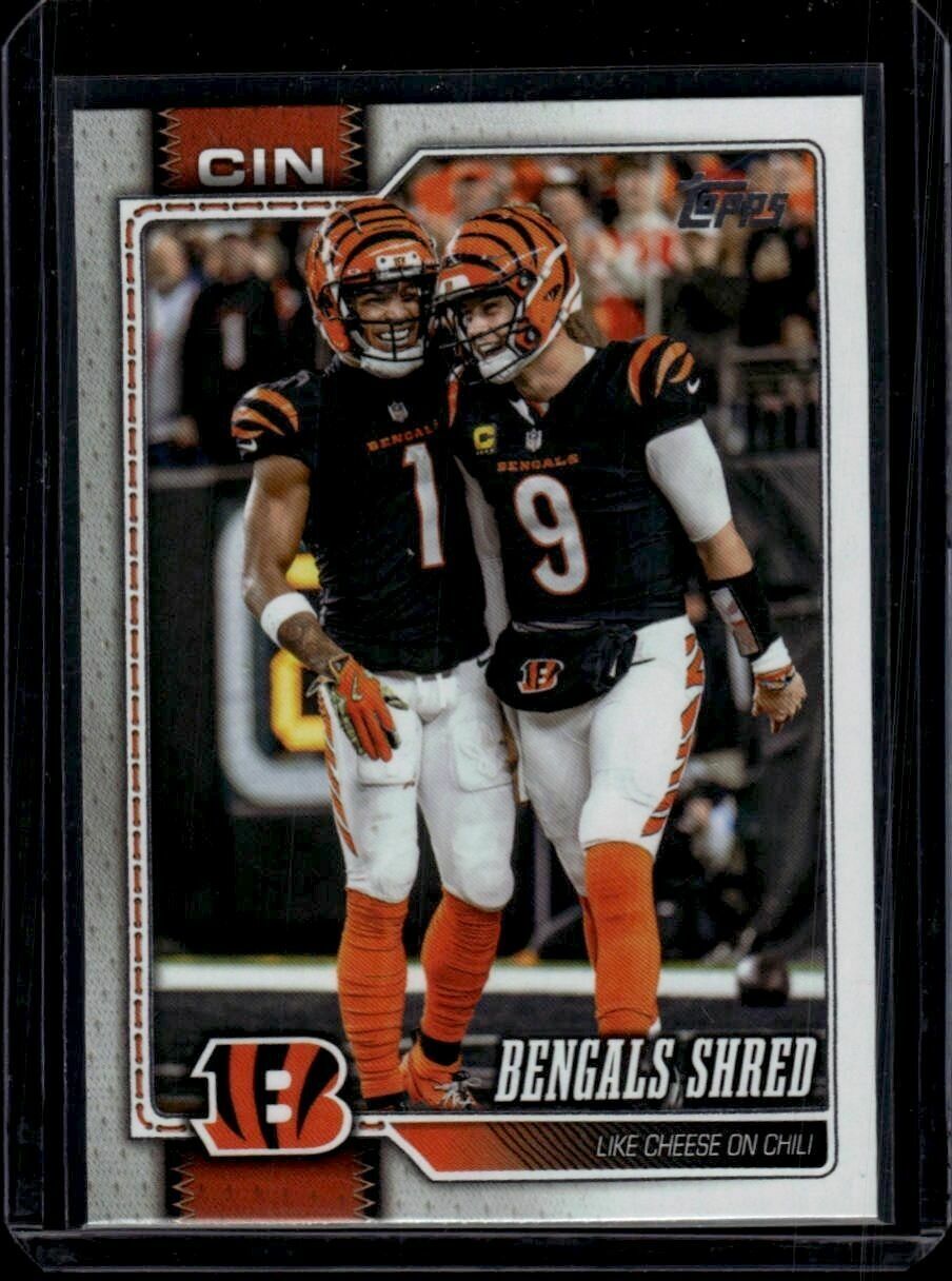 2026 Topps Flagship Bengals Shred Burrow & Chase Trading Card