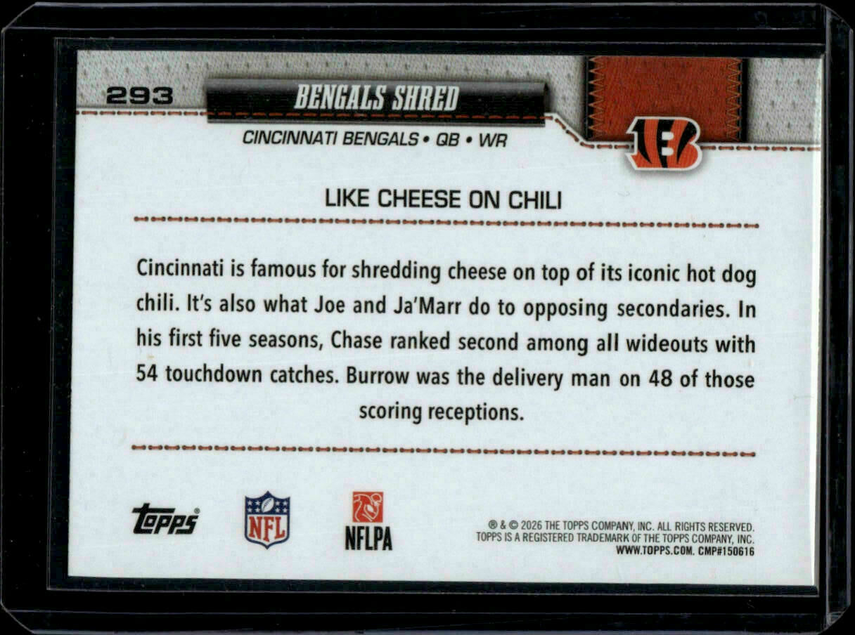 2026 Topps Flagship Bengals Shred Burrow & Chase Trading Card