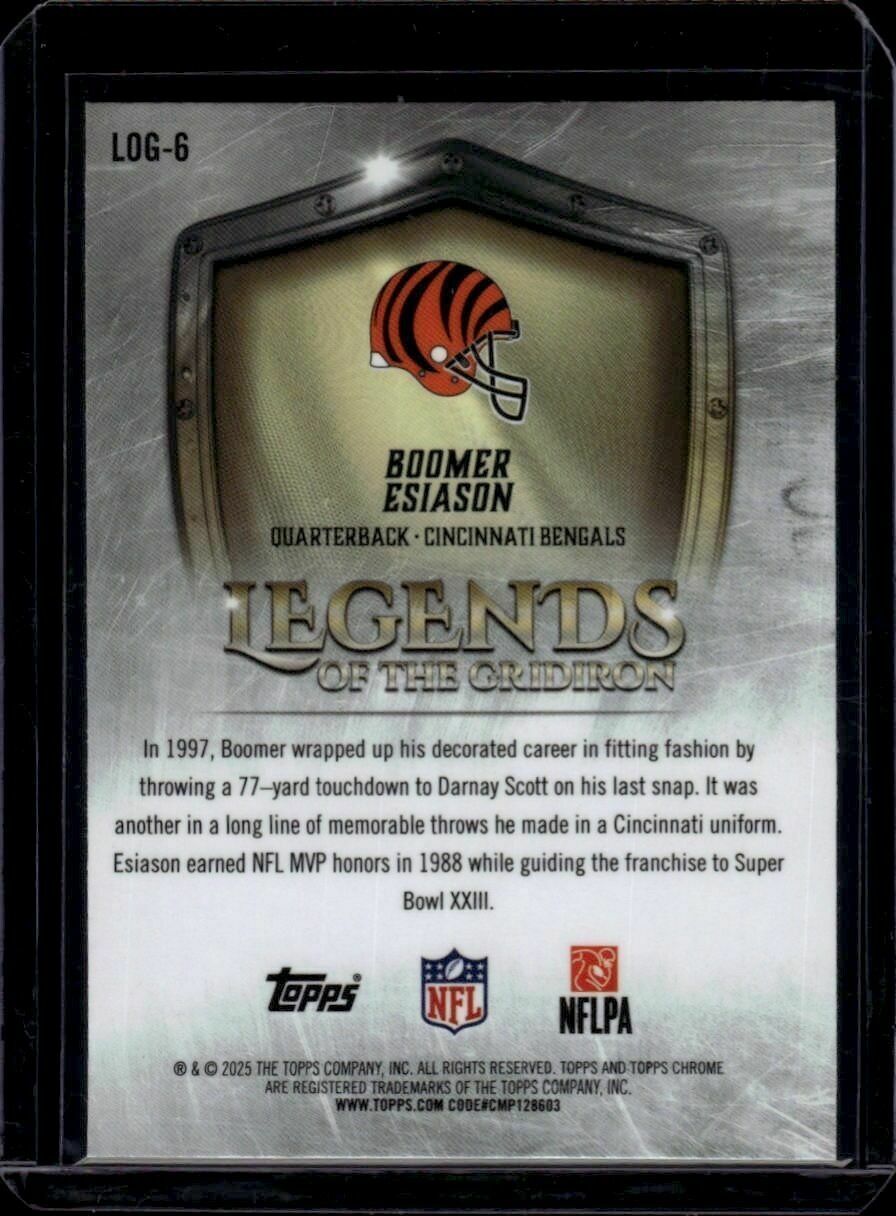 2025 Topps Chrome Legends Of The Gridiron Boomer Esiason X-Fractor Trading Card