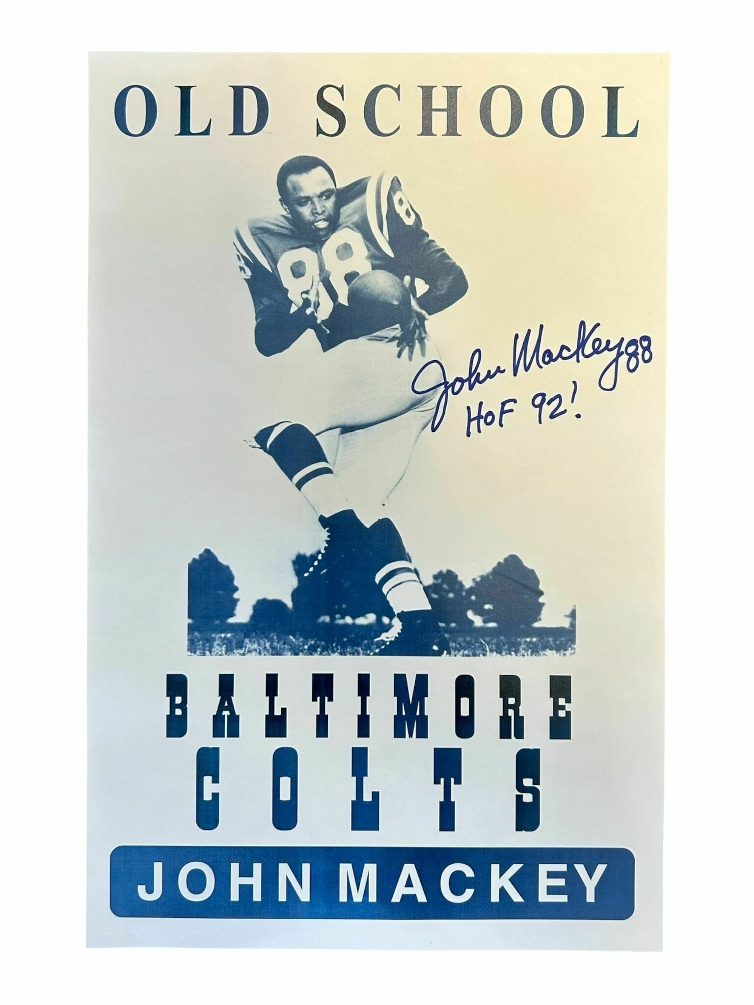 John Mackey Baltimore Colts 11x14 Autographed Photo with 'HOF '92!' Inscription - SC Authentic