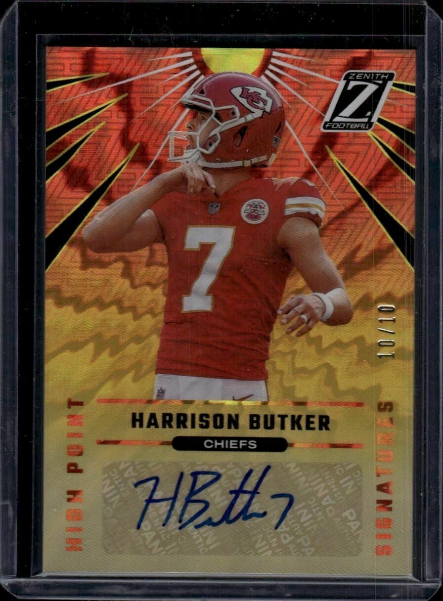 2021 Zenith Harrison Butker High Point Signatures Limited /10 Pulse Prizm Autograph Trading Card