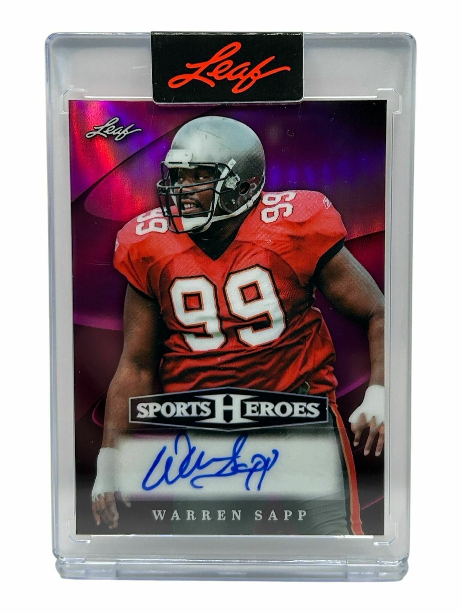 2026 Leaf Sports Heroes Warren Sapp Purple Refractor Limited /4 Autograph Trading Card
