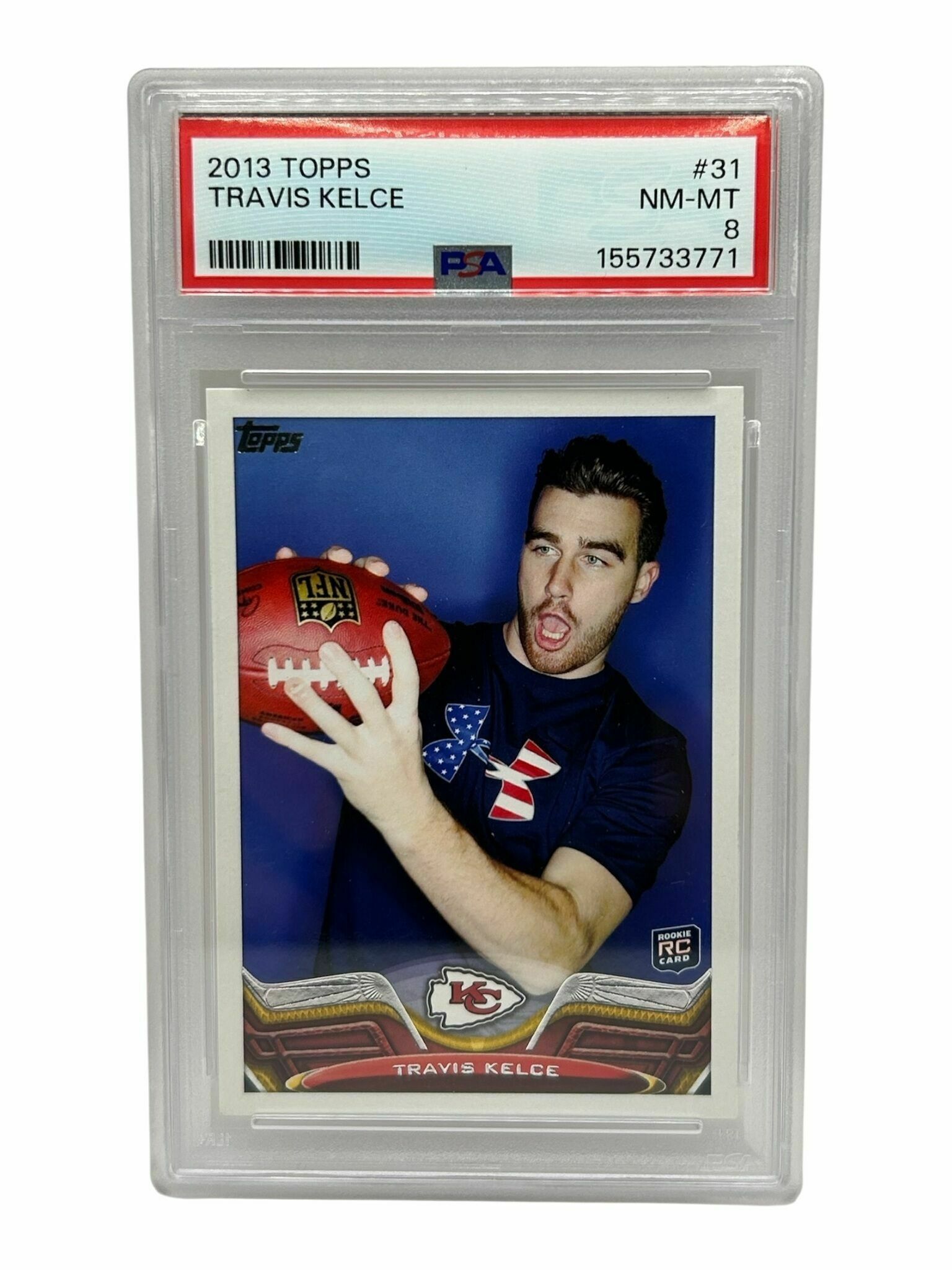2013 Topps Travis Kelce Rookie Trading Card - PSA Grade 8 NM
