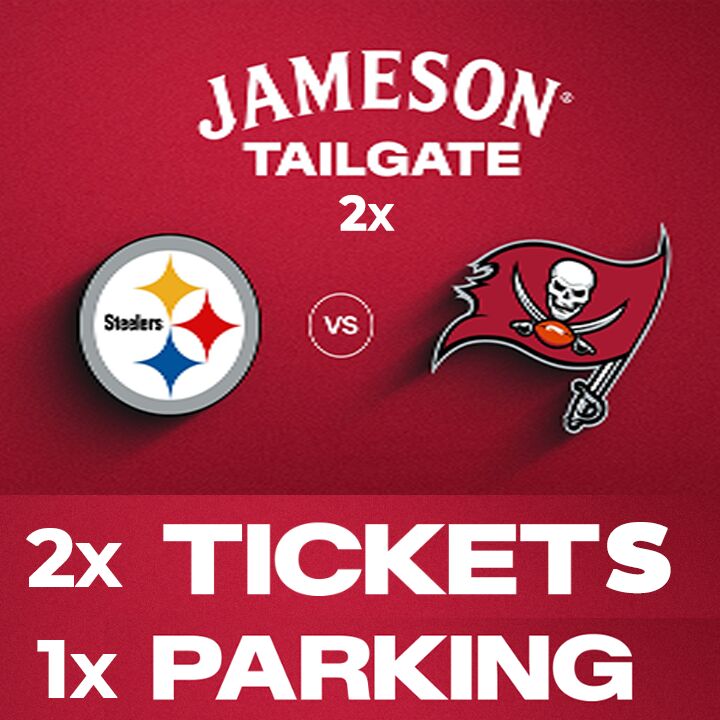 2 Tickets 10/18: Steelers @ Tampa w/ Tailgate + 1 Parking