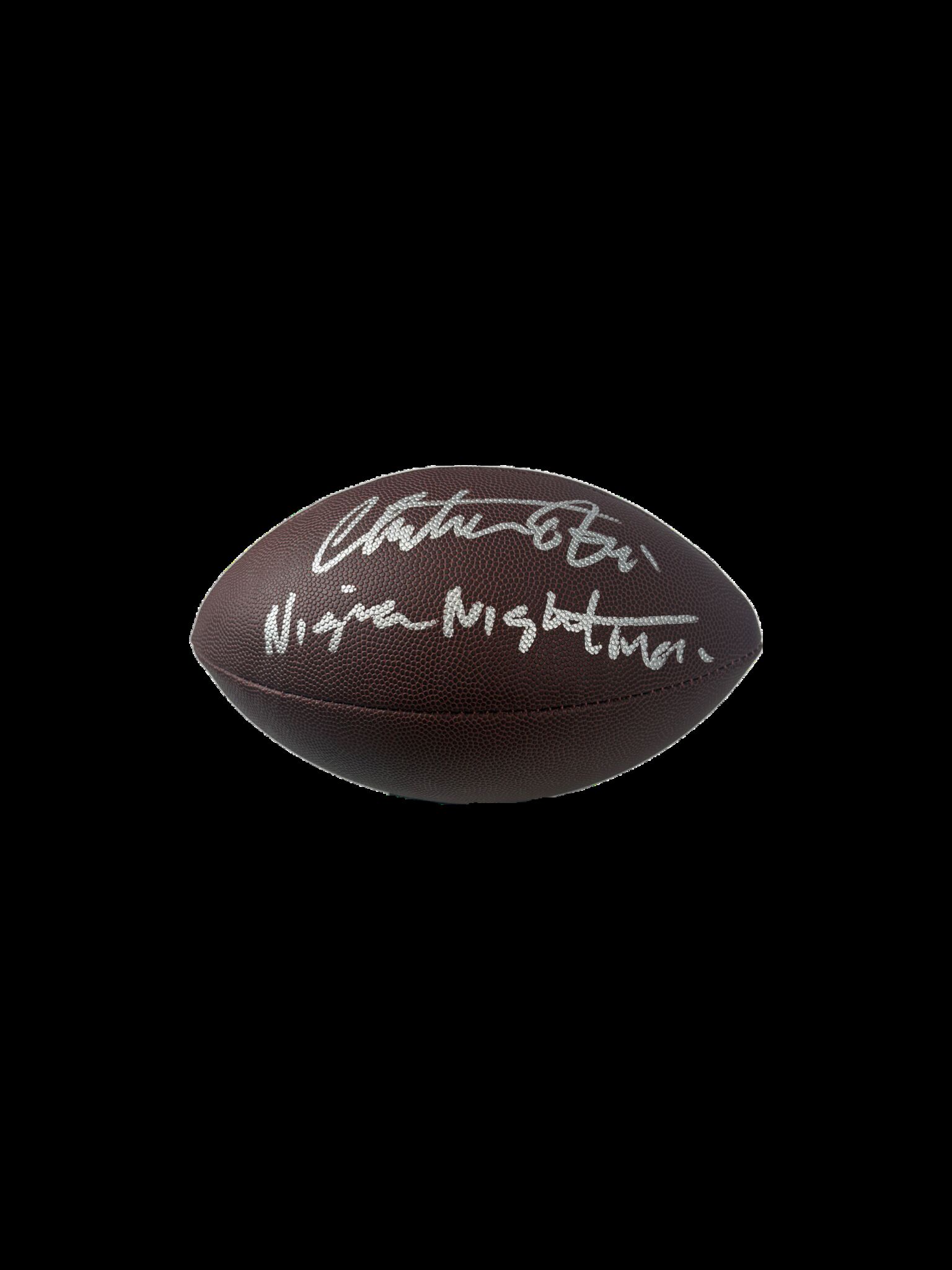 Christian Okoye Autographed Football W/ Nigerian Nightmare Inscription
