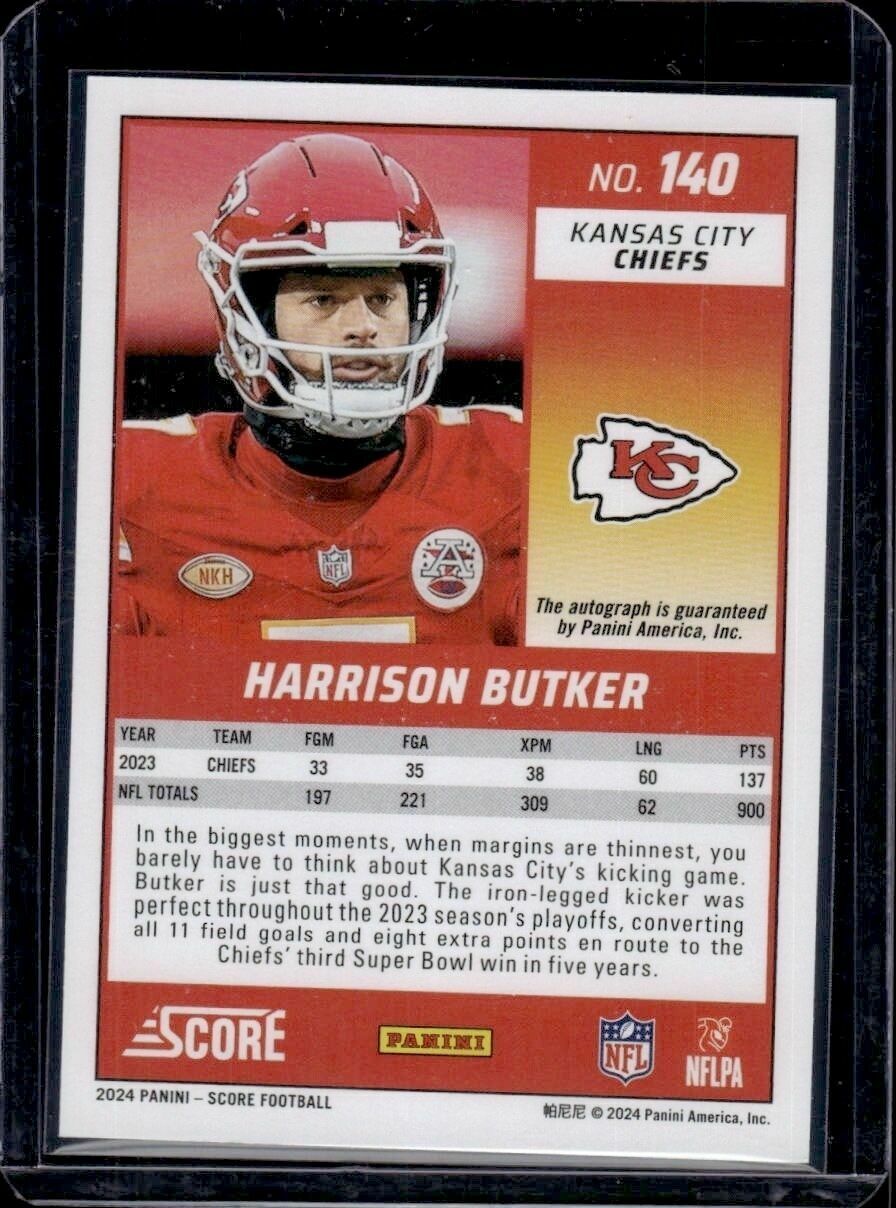 2024 Score Harrison Butker Signatures Autograph Trading Card