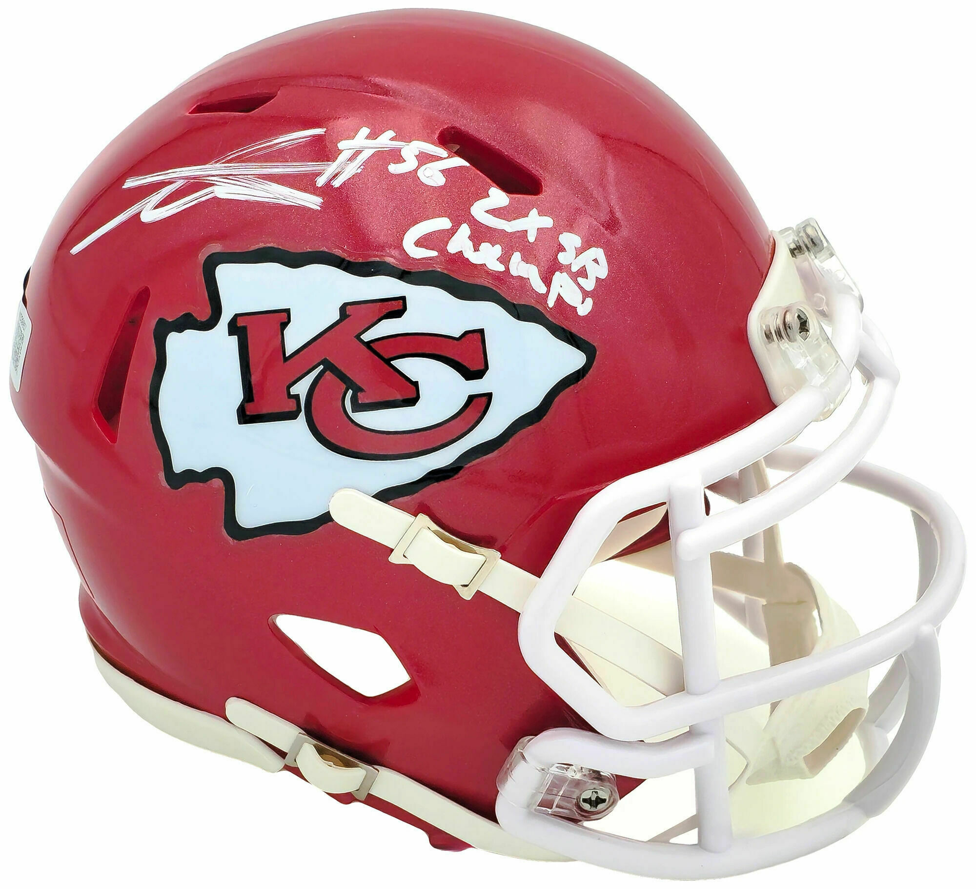 George Karlaftis Autographed Kansas City Chiefs Speed Mini Helmet w/"2x SB Champ" Ins - Beckett