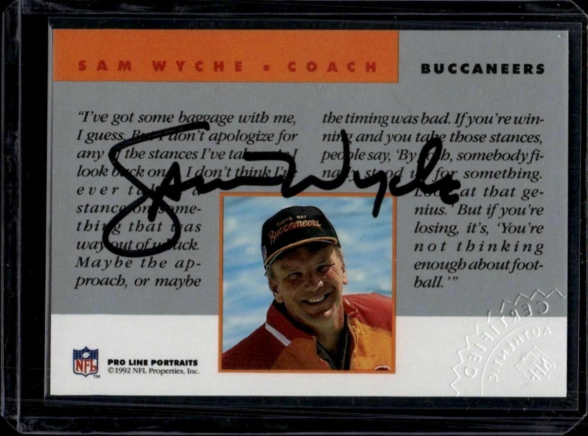 1992 NFL Pro Line Portraits Sam Wych On-Card Autograph Trading Card