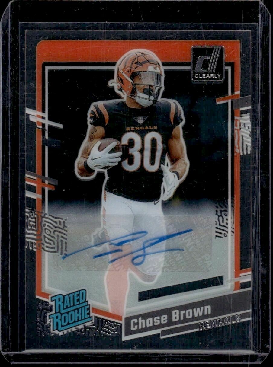 2023 Clearly Donruss Chase Brown Rated Rookie Autographs Rookie Trading Card
