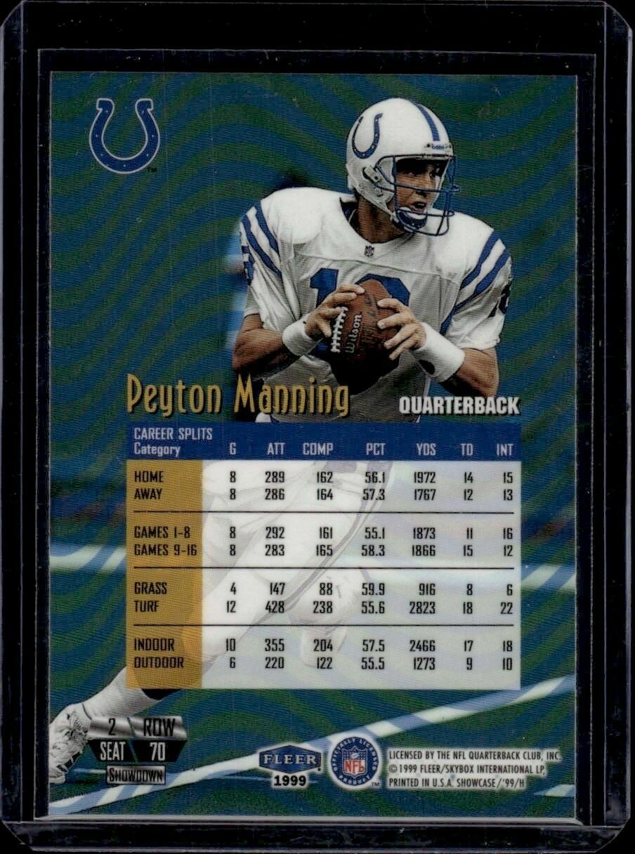 1999 Fleer Flair Showcase Peyton Manning Refractor Trading Card