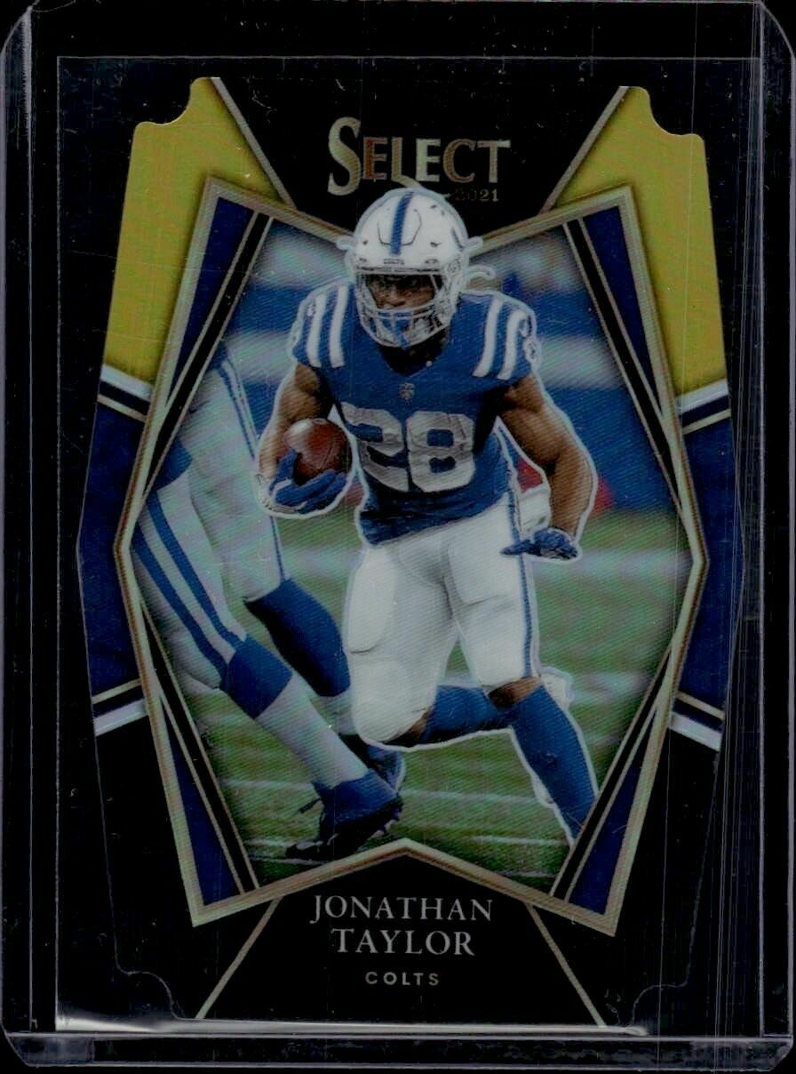 2021 Panini Select Jonathan Taylor Black and Gold Prizm Die Cut Trading Card