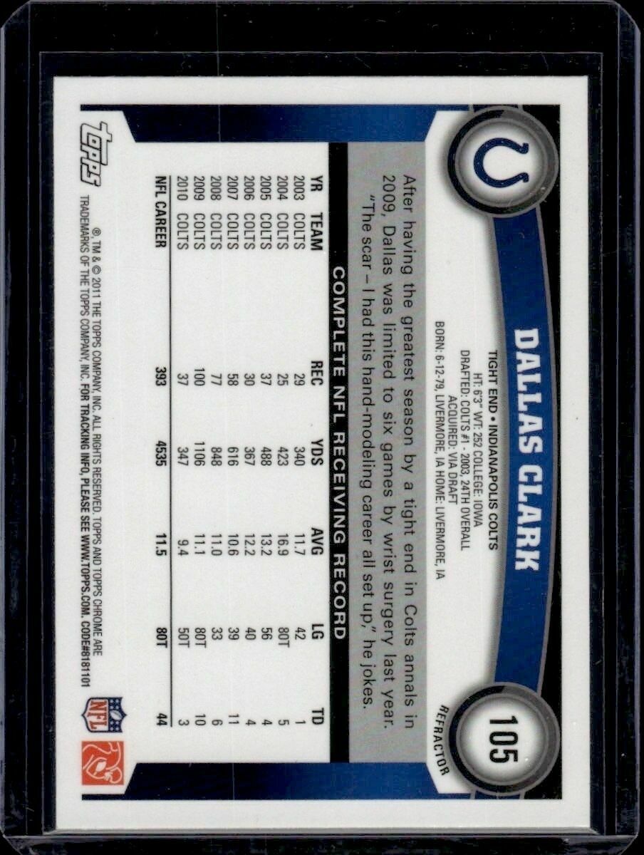 2011 Topps Dallas Clark Orange Refractor Trading Card