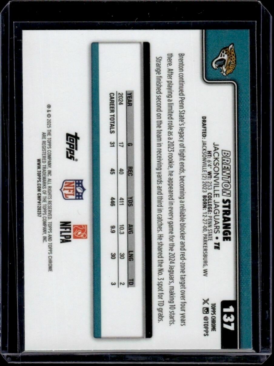 2025 Topps Chrome Brenton Strange Hot Pink X-Fractor Trading Card