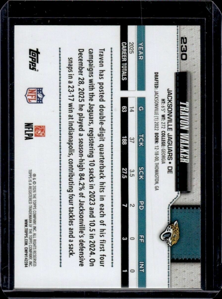 2026 Topps Flagship Travon Walker Holo Foil Trading Card