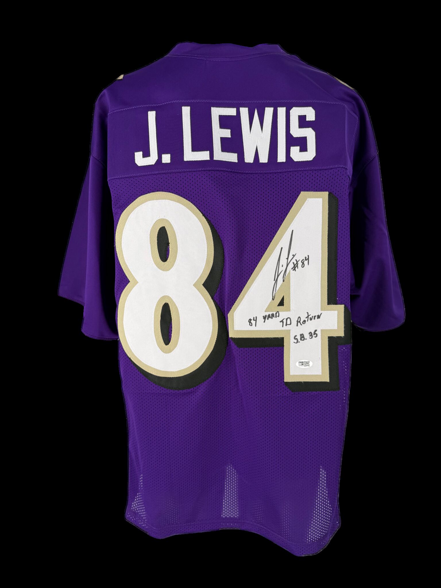 Jermaine Lewis Autographed Purple Custom Jersey W/ 84 Yard TD Return Inscription