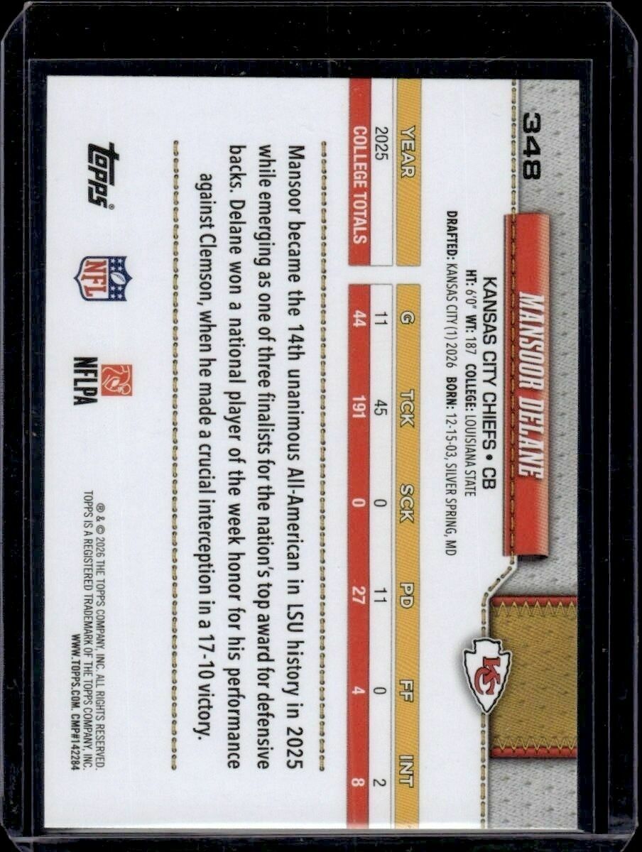 2026 Topps Flagship Mansoor Delane Rookie Trading Card