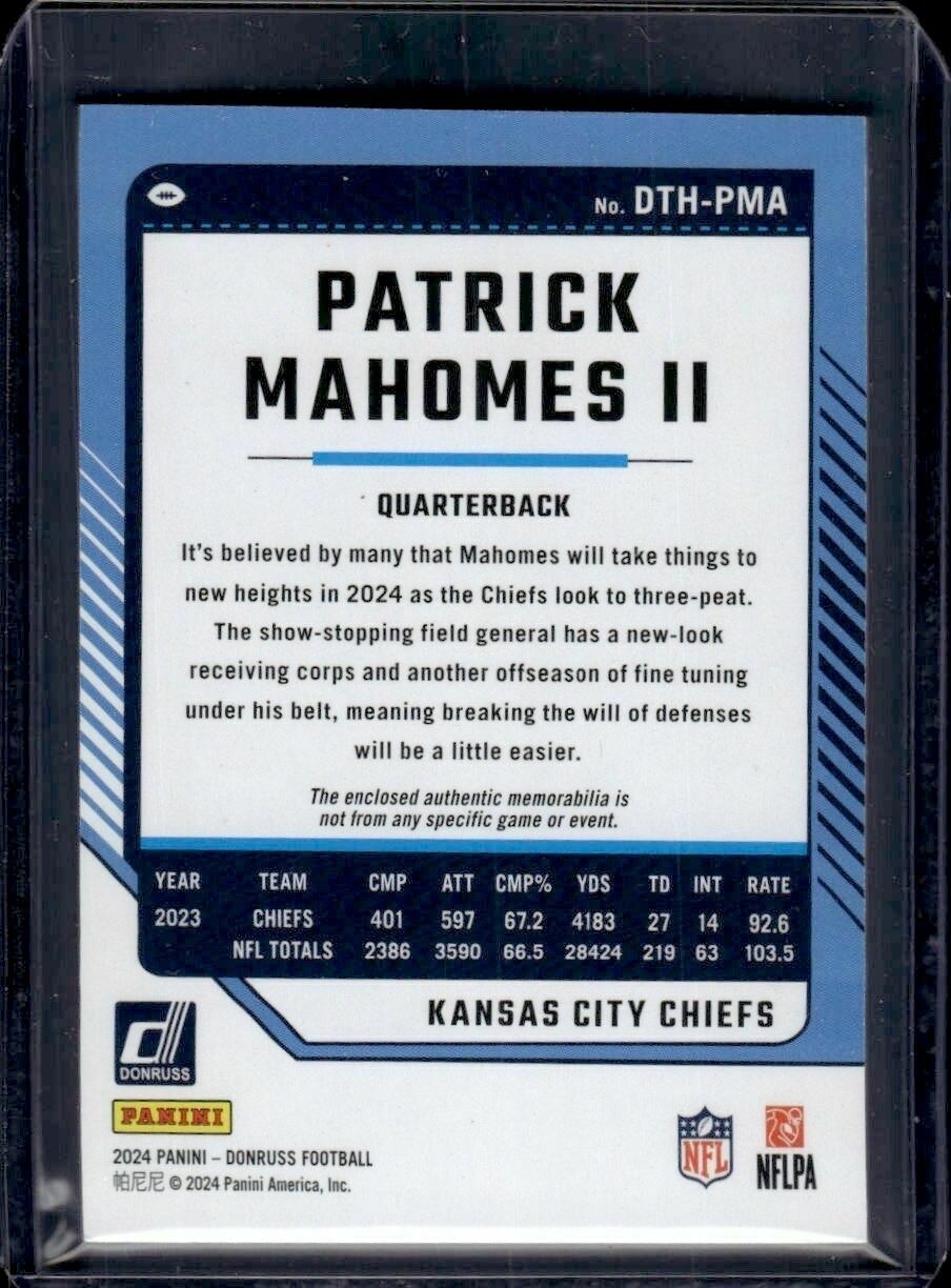 2024 Donruss Patrick Mahomes II Donruss Threads Jersey Patch Trading Card