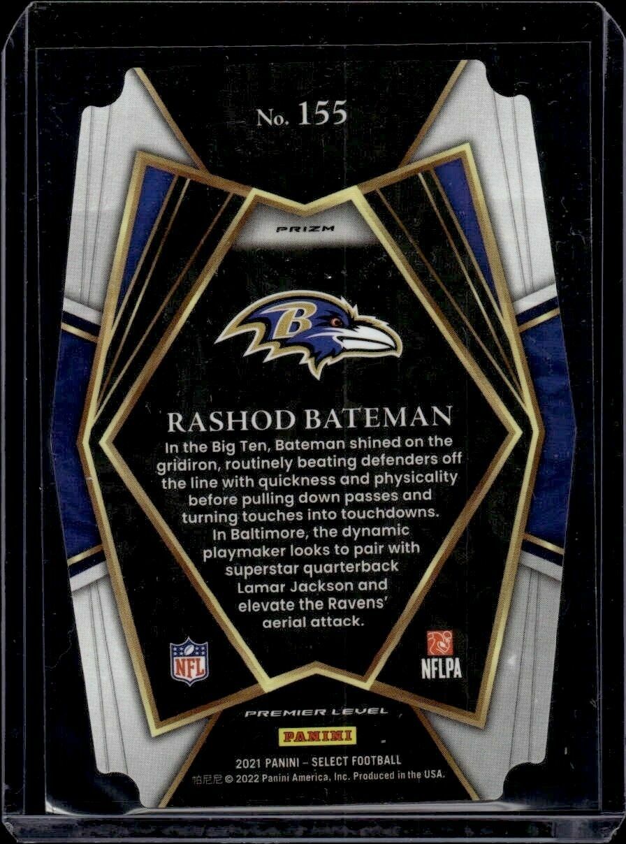 2021 Panini Select Rashod Bateman Red & Yellow Prizm Die Cut Rookie Trading Card