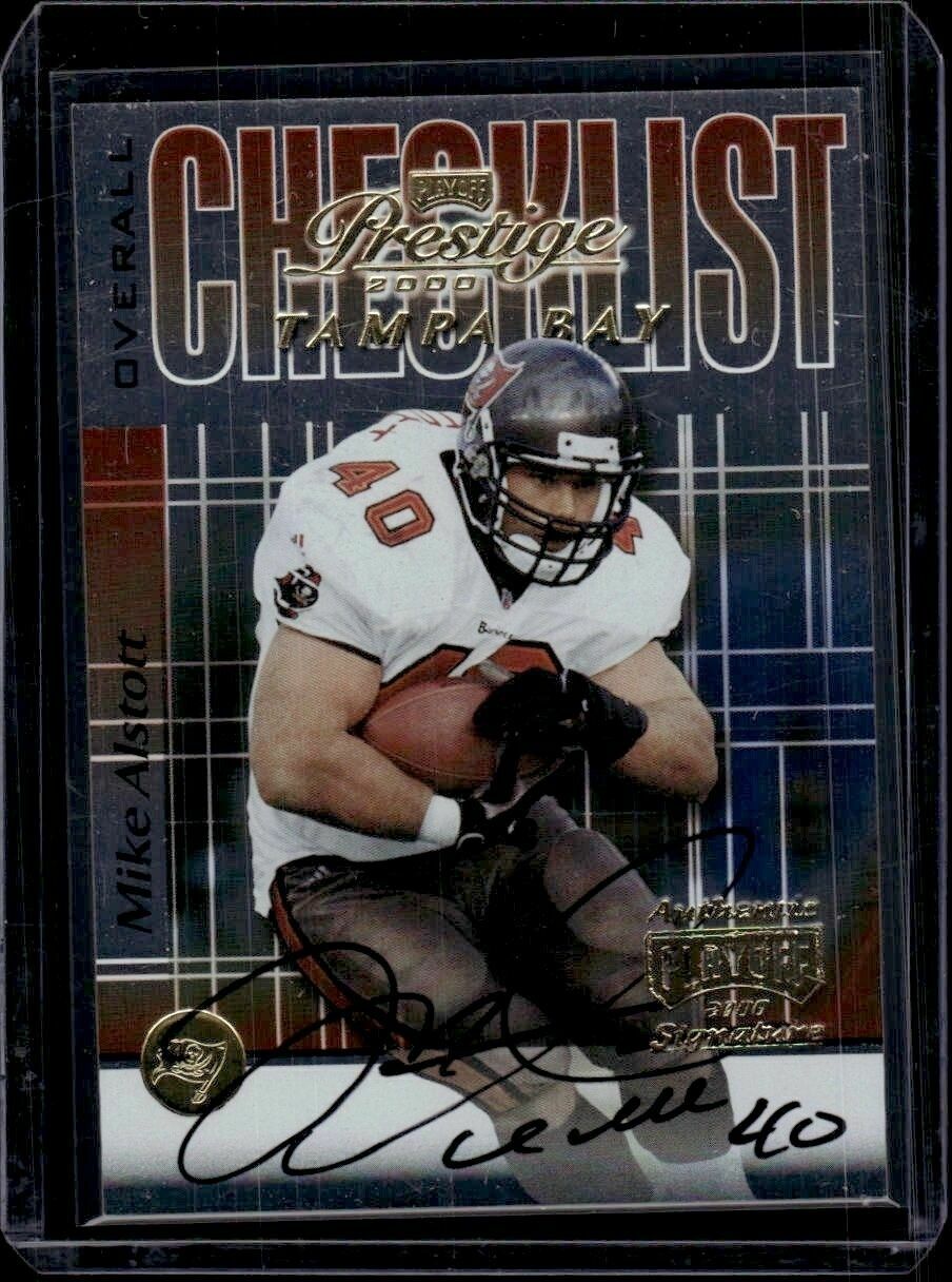2000 Playoff Prestige Mike Alstott Playoff Checklist On-Card Autograph Trading Card