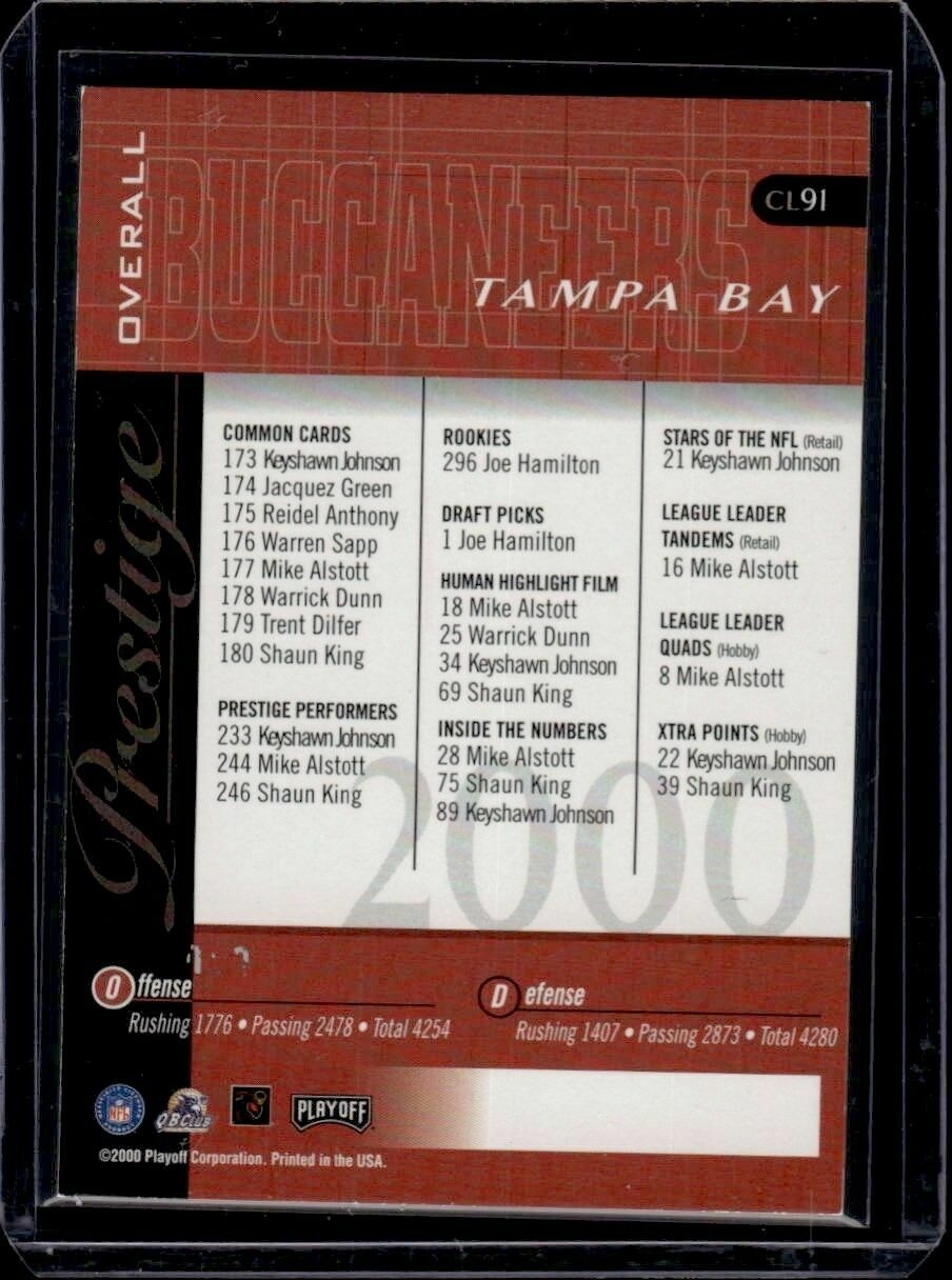 2000 Playoff Prestige Mike Alstott Playoff Checklist On-Card Autograph Trading Card