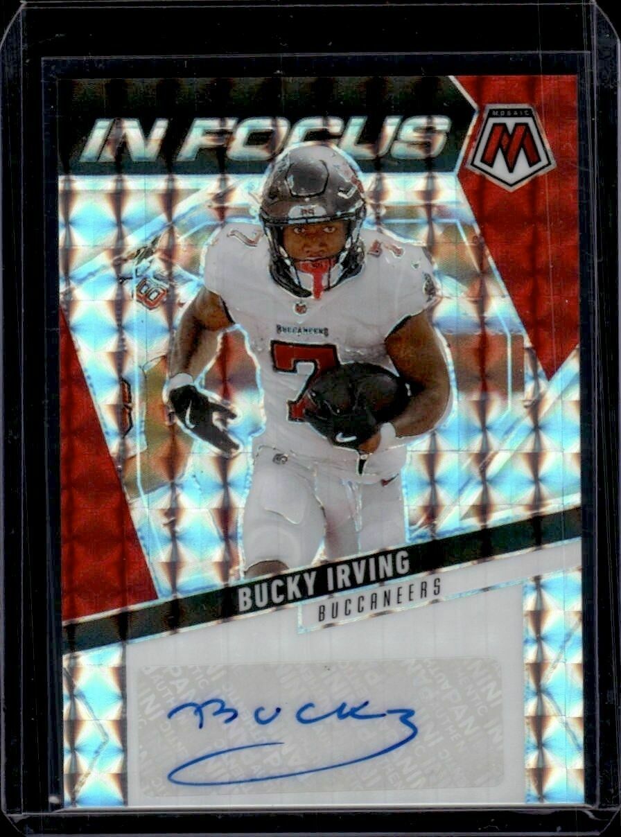 2025 Panini Mosaic Bucky Irving In Focus Silver Mosaic Signatures Autograph Trading Card