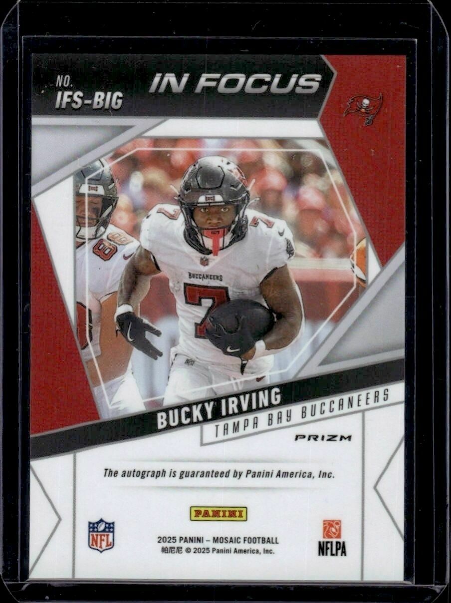 2025 Panini Mosaic Bucky Irving In Focus Silver Mosaic Signatures Autograph Trading Card