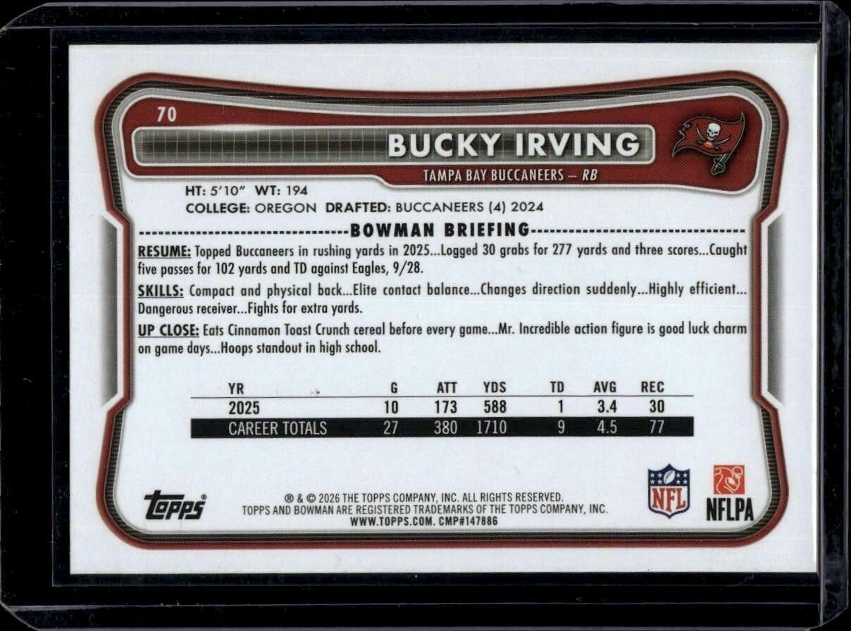 2026 Bowman Bucky Irving Trading Card