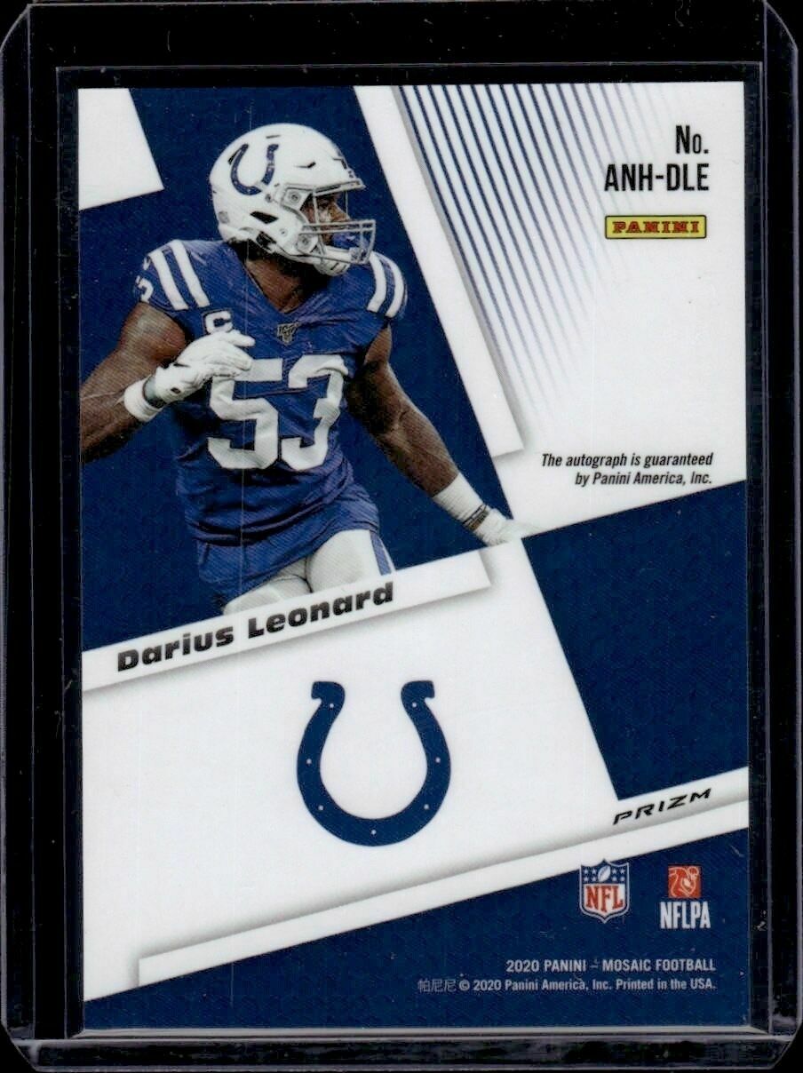 2020 Panini Mosaic Darius Leonard Autographs No Huddle Autograph Trading Card