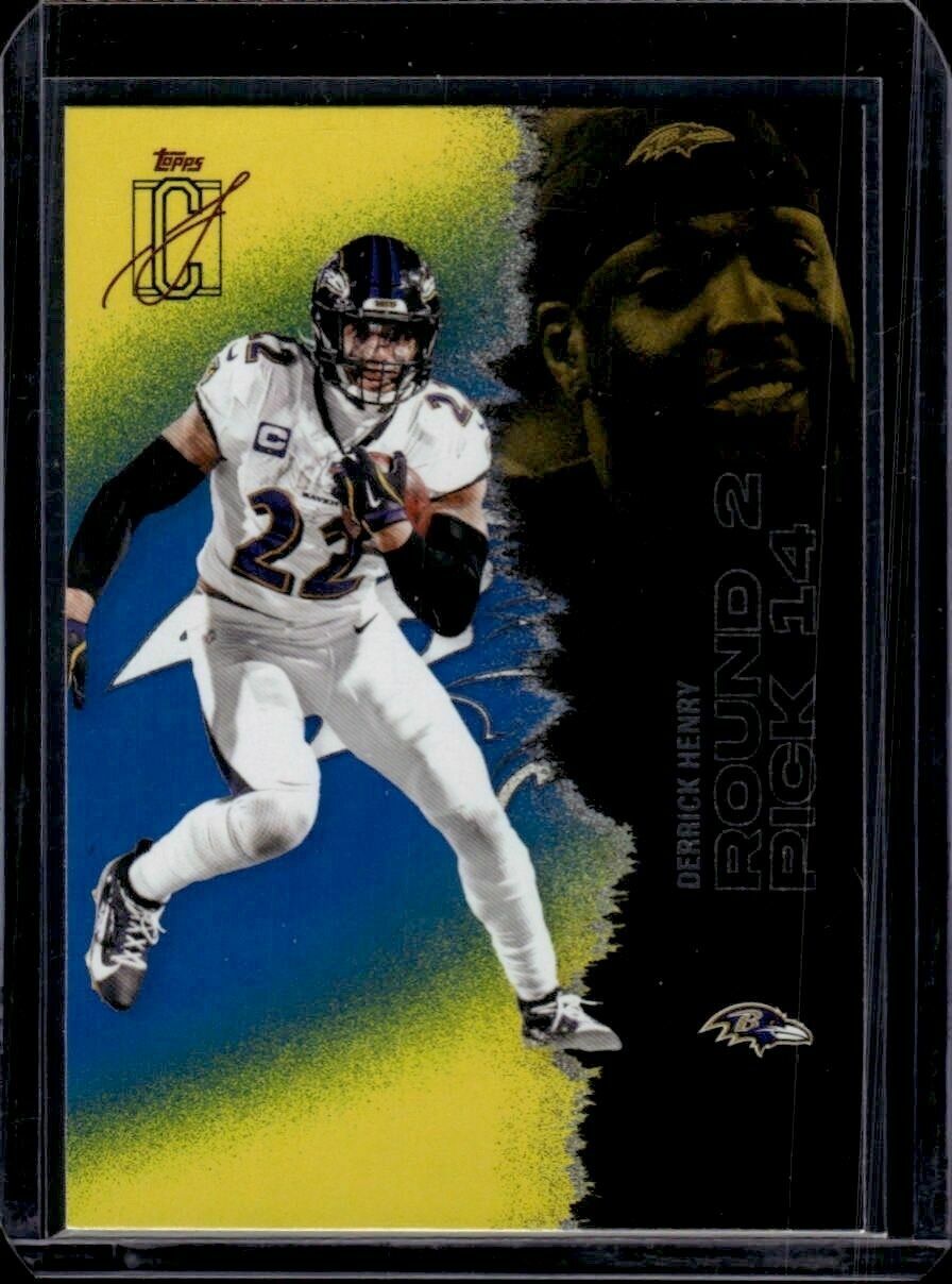 2025 Topps Signature Class Derrick Henry Yellow & Blue Trading Card